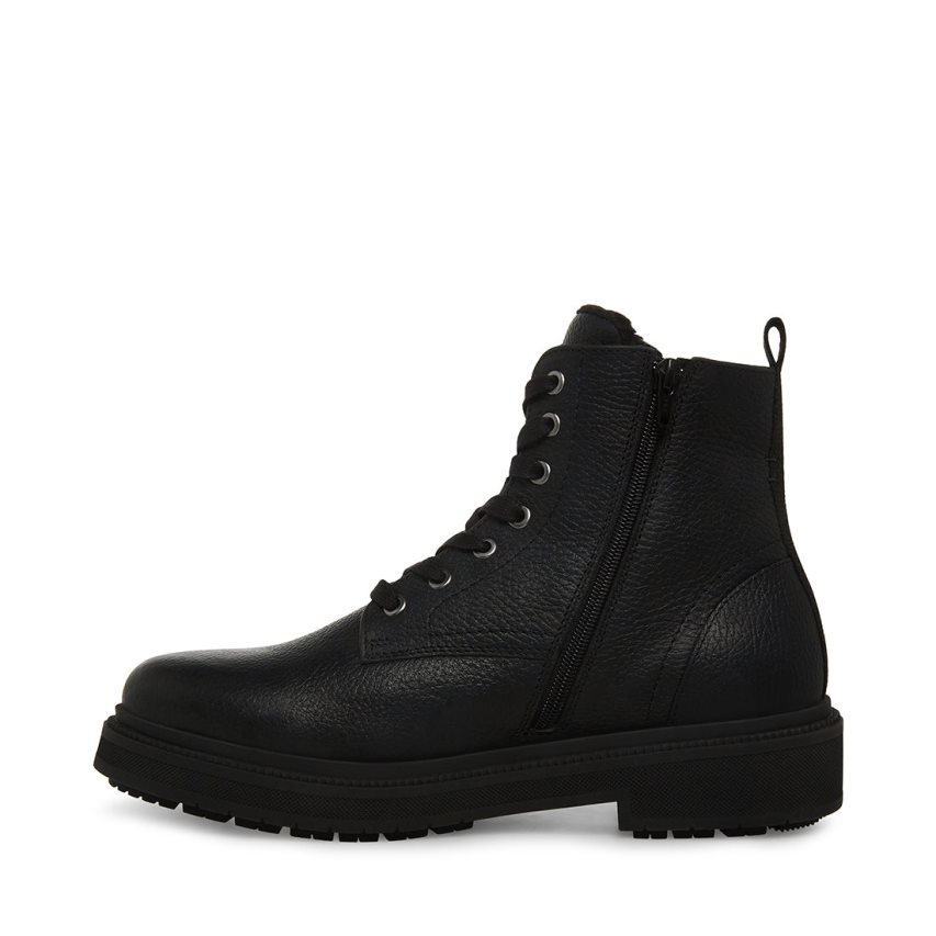 Black Steve Madden Denalii Leather Men's Ankle Boots | PH 1783QUV